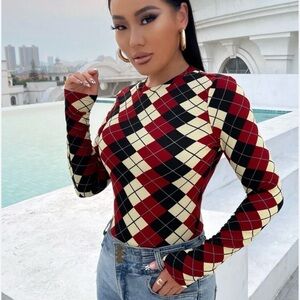 Argyle Print Long Sleeve